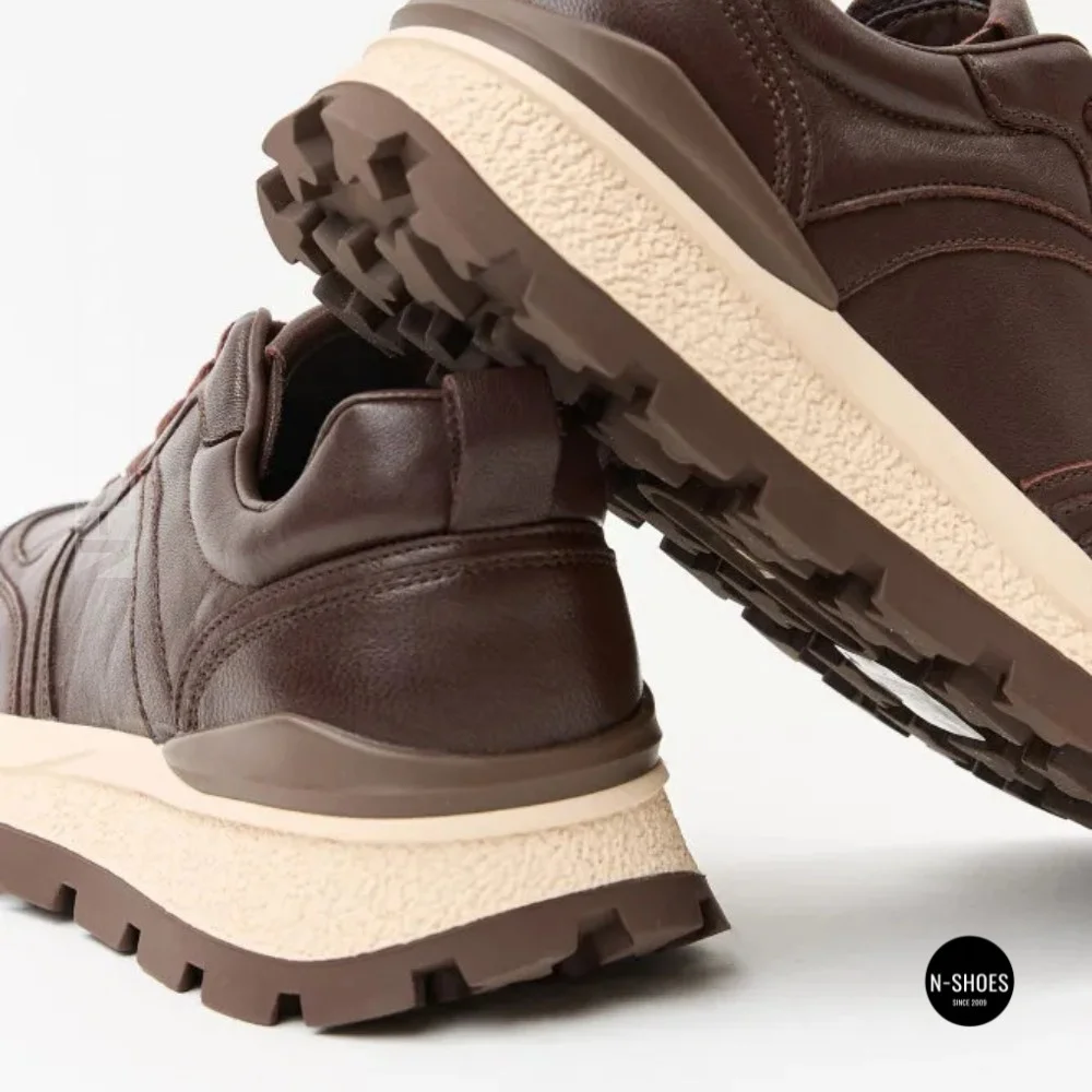Стильні коричневі кросівки Allsy 214857 26Z65D351 9-2 BROWN Lonza 219969 6329  з натуральної шкіри