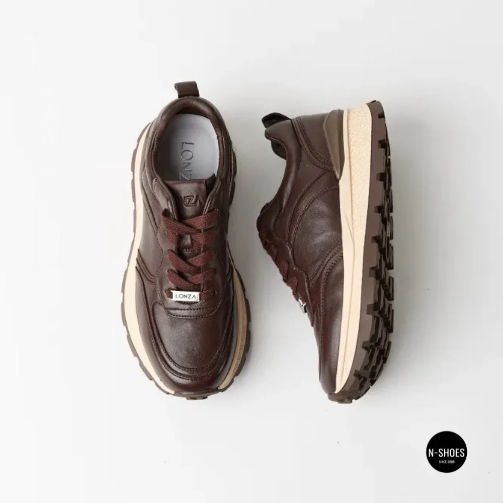 Стильні коричневі кросівки Allsy 214857 26Z65D351 9-2 BROWN Lonza 219969 6329  з натуральної шкіри