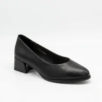 Жіночі чорні класичні туфлі човники Allsy 218851 V1533-C13-20 6333 BLACK з натуральної шкіри на стійких середніх підборах