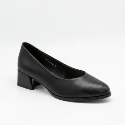 Women's black classic pumps Allsy 6333 Lonza 219821 V1533-C13-20 6333 BLACK made of genuine leather on stable medium heels