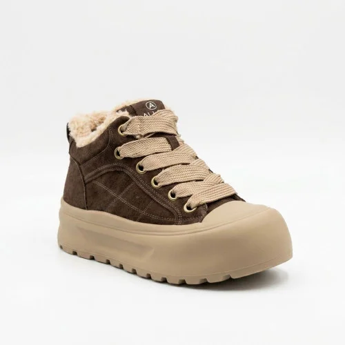 Women's winter sneakers Allsy 216217 8806 Lonza 217913 6334 BROWN SUEDE chocolate made of natural suede for the fall-winter season