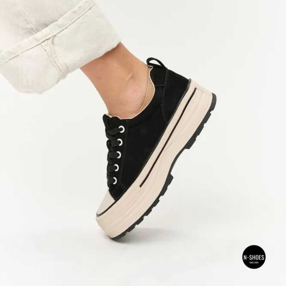 Жіночі кеди на платформі LAllsy 215400 Lonza 219912 6335 BLACK — чорна замша