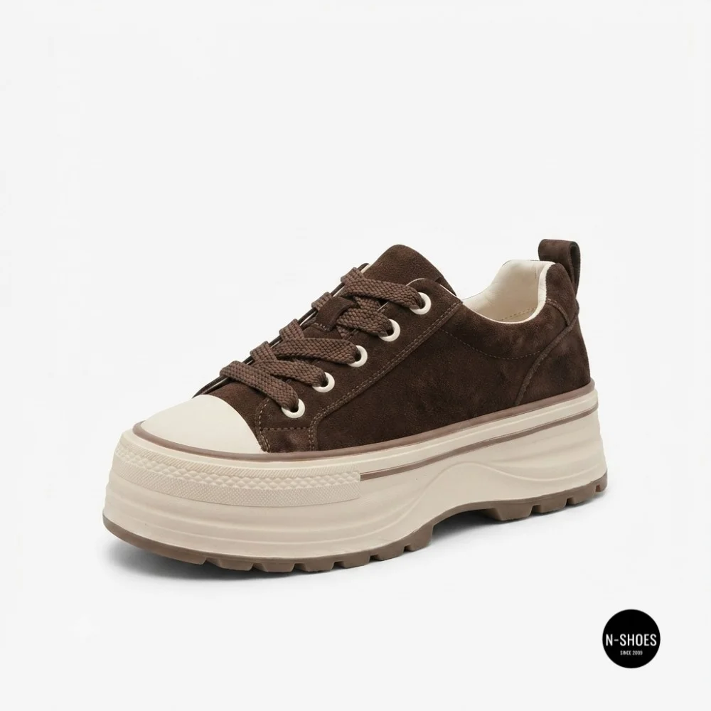 Трендові кеди Allsy 215399 Lonza 219914 6336 BROWN - платформа і натуральна замша