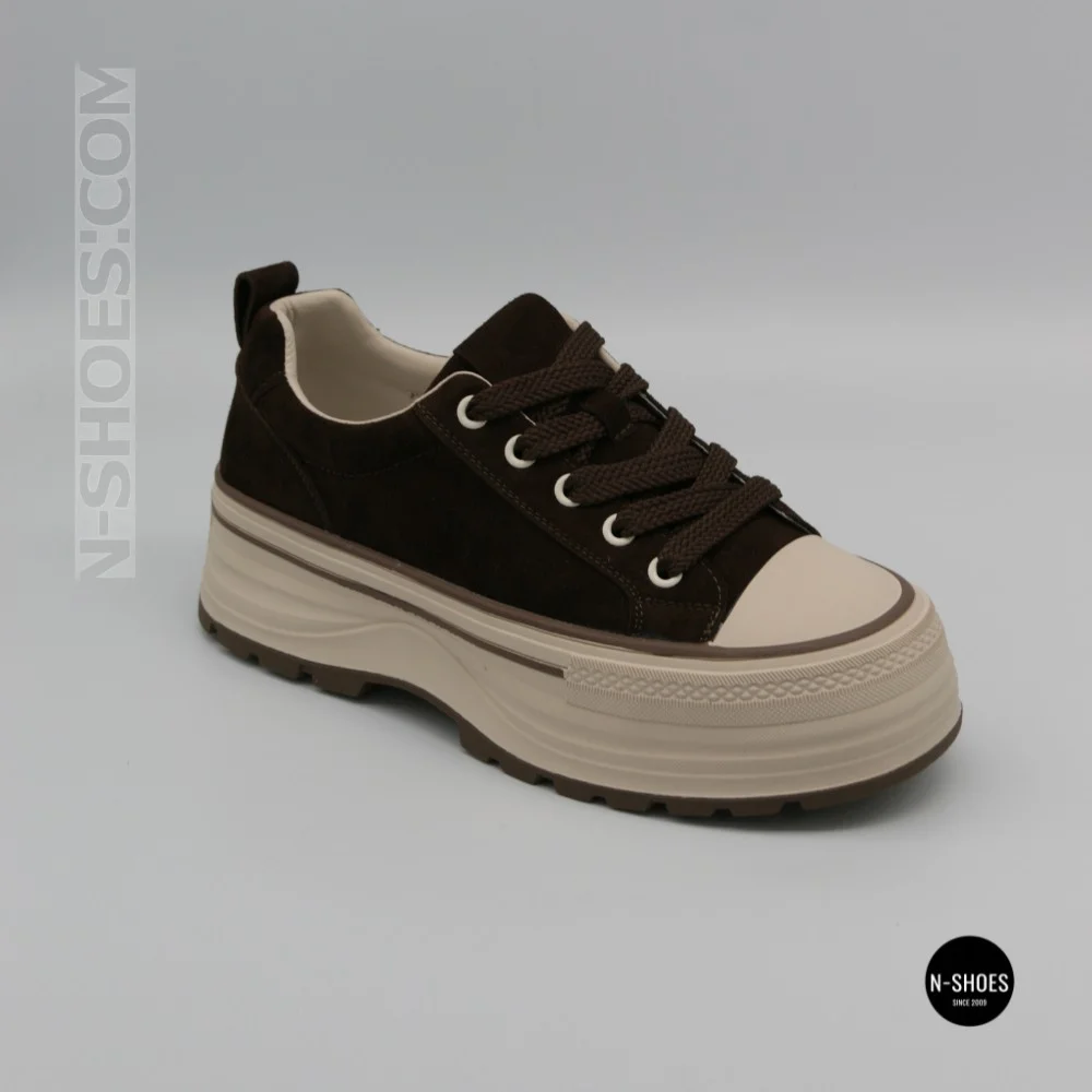 Трендові кеди Allsy 215399 Lonza 219914 6336 BROWN - платформа і натуральна замша