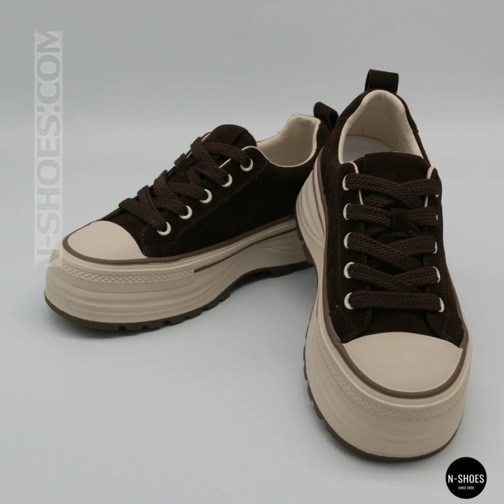 Трендові кеди Allsy 215399 Lonza 219914 6336 BROWN - платформа і натуральна замша