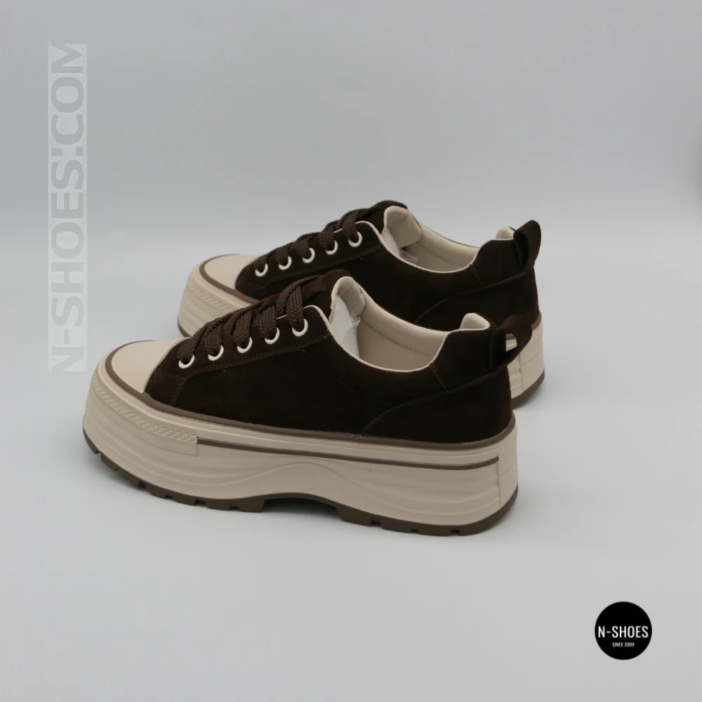 Трендові кеди Allsy 215399 Lonza 219914 6336 BROWN - платформа і натуральна замша