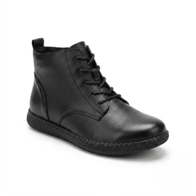 Жіночі демі шкіряні черевики Allsy 215848 676-202709-1R 6339 BLACK 6339 чорні комфортні з натуральної шкіри