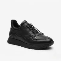 Жіночі демі шкіряні кросівки Allsy 215861 595-2A8053-2193H-1R BLACK 6341 чорні комфортні з натуральної шкіри