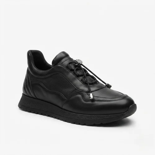 Women's demi leather sneakers Allsy 215861 Lonza 219784  595-2A8053-2193H-1R BLACK 6341 black comfortable made of genuine leather