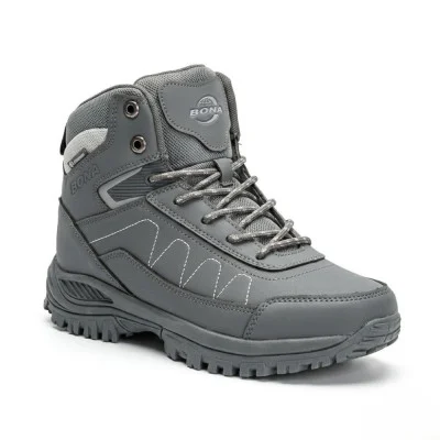 Зимние серые сапоги Bona 956R-2-6 Dark Grey-Silver 6356 из натуральной кожи с утеплением из меха серия Комфорт