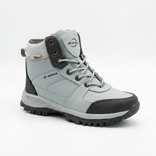 Winter gray boots Bona 957Z-2-6 Lt.Grey-Dark Grey 6359 genuine leather upper, fur insulation
