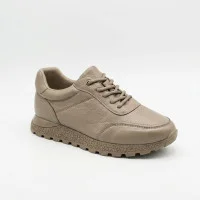 Жіночі шкіряні кросівки Allsy 208996 26D1D671-10 GREY 6363 кольору тауп повсякденні з натуральної шкіри демісезонні