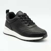 Жіночі шкіряні кросівки Allsy 214868 26Z120D3552-2 BLACK Lonza 204458 6364 чорні на білій підошві