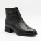 Women's leather boots, ankle boots Anna Lucci 217196 T1518-H55-12 6372 BLACK, black, low heel, with strap and buckle, demi-season