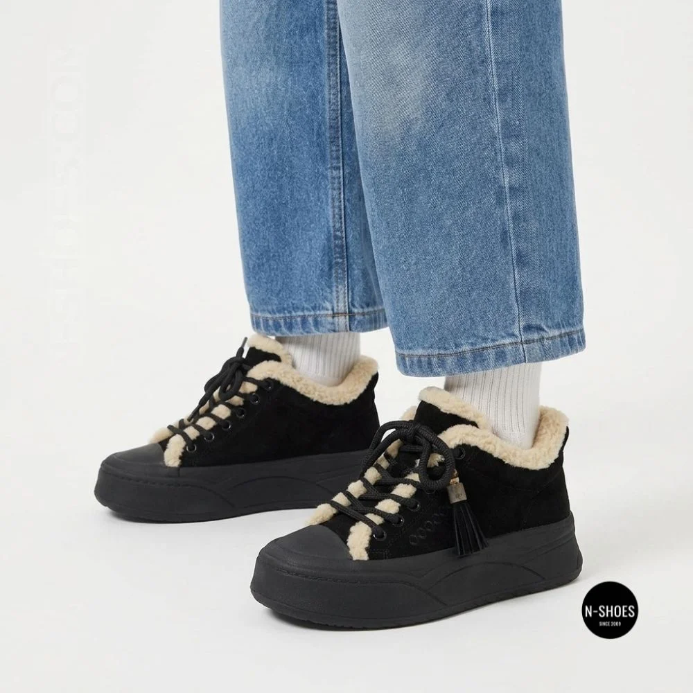 Чорні жіночі уггі Allsy 219424 26N03 BLACK SUEDE 6392 з хутром