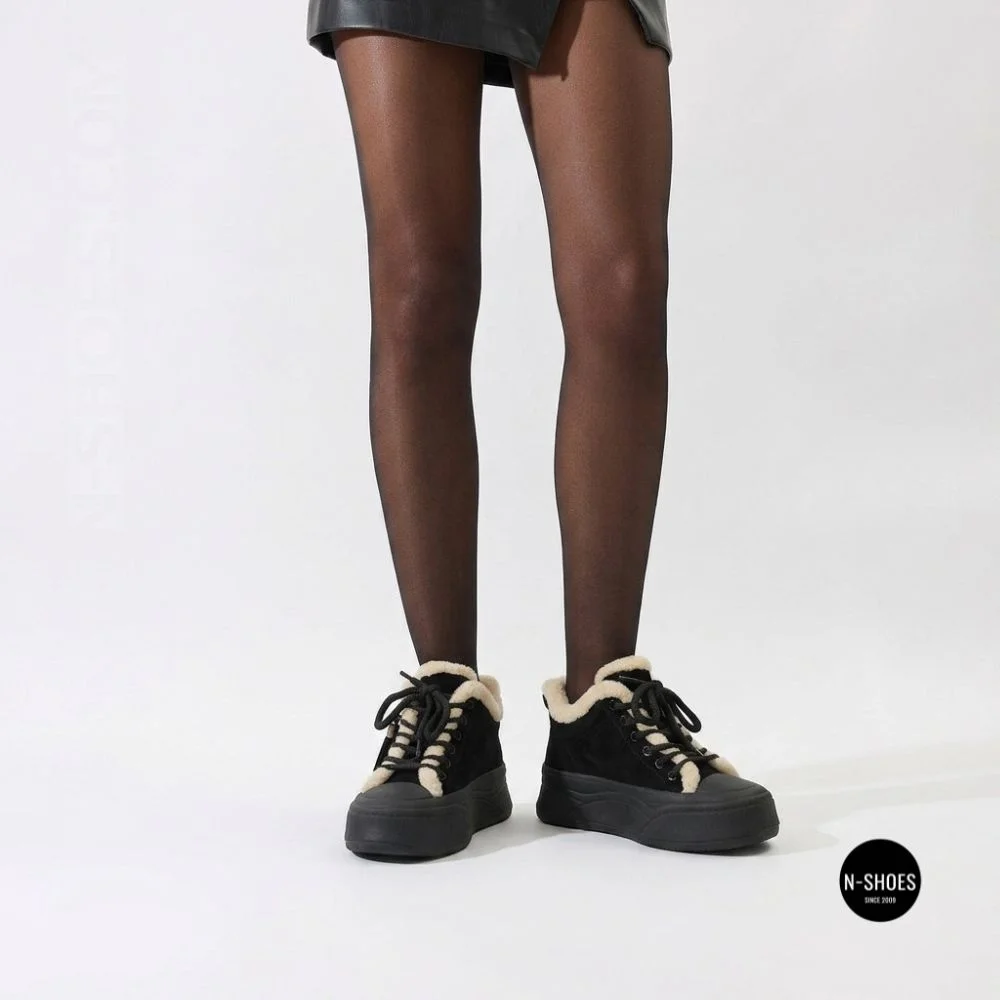 Чорні жіночі уггі Allsy 219424 26N03 BLACK SUEDE 6392 з хутром