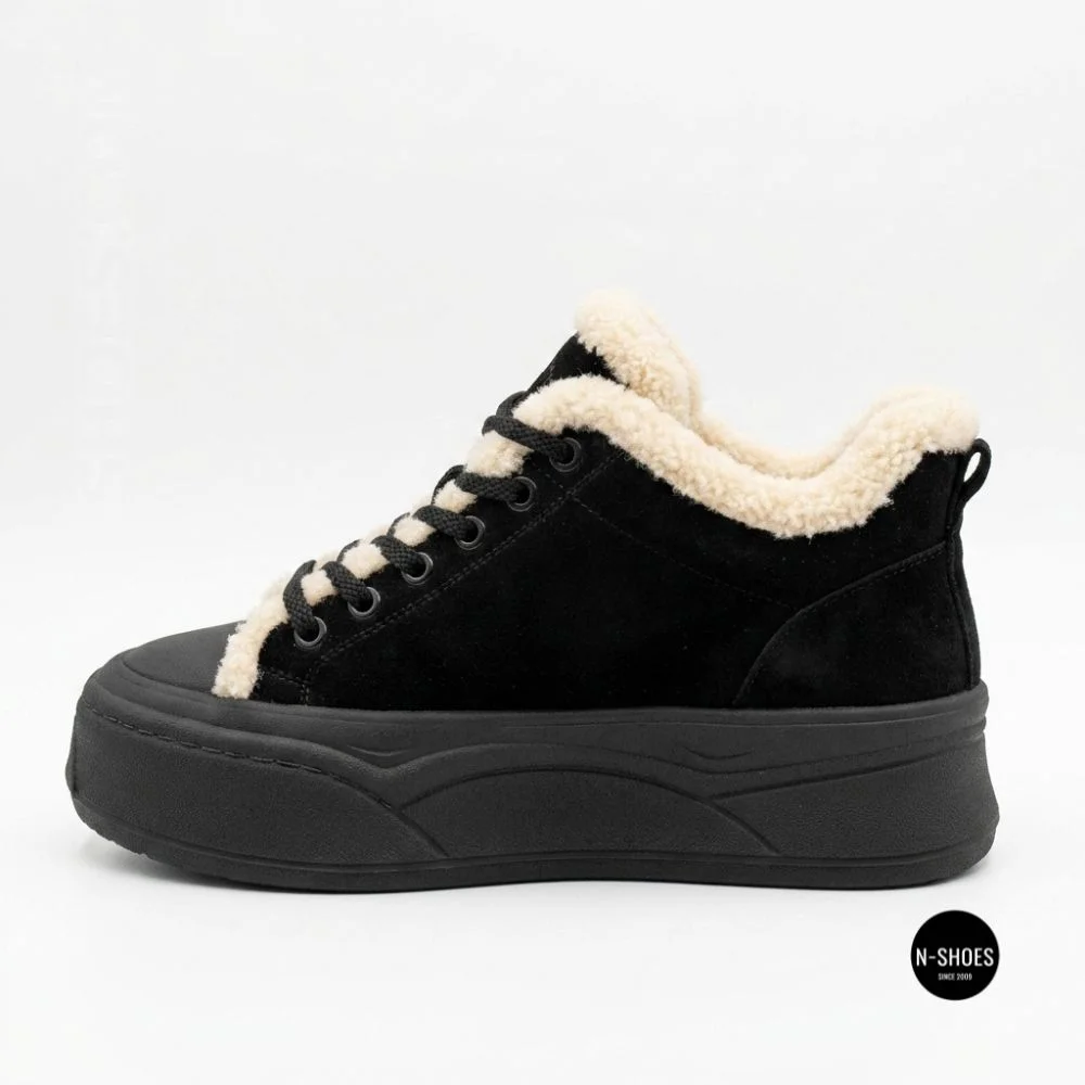 Чорні жіночі уггі Allsy 219424 26N03 BLACK SUEDE 6392 з хутром