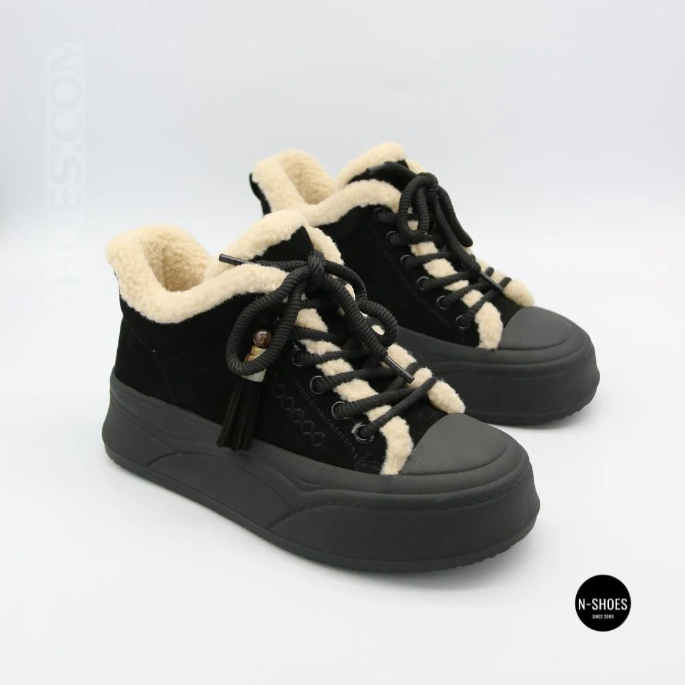 Чорні жіночі уггі Allsy 219424 26N03 BLACK SUEDE 6392 з хутром