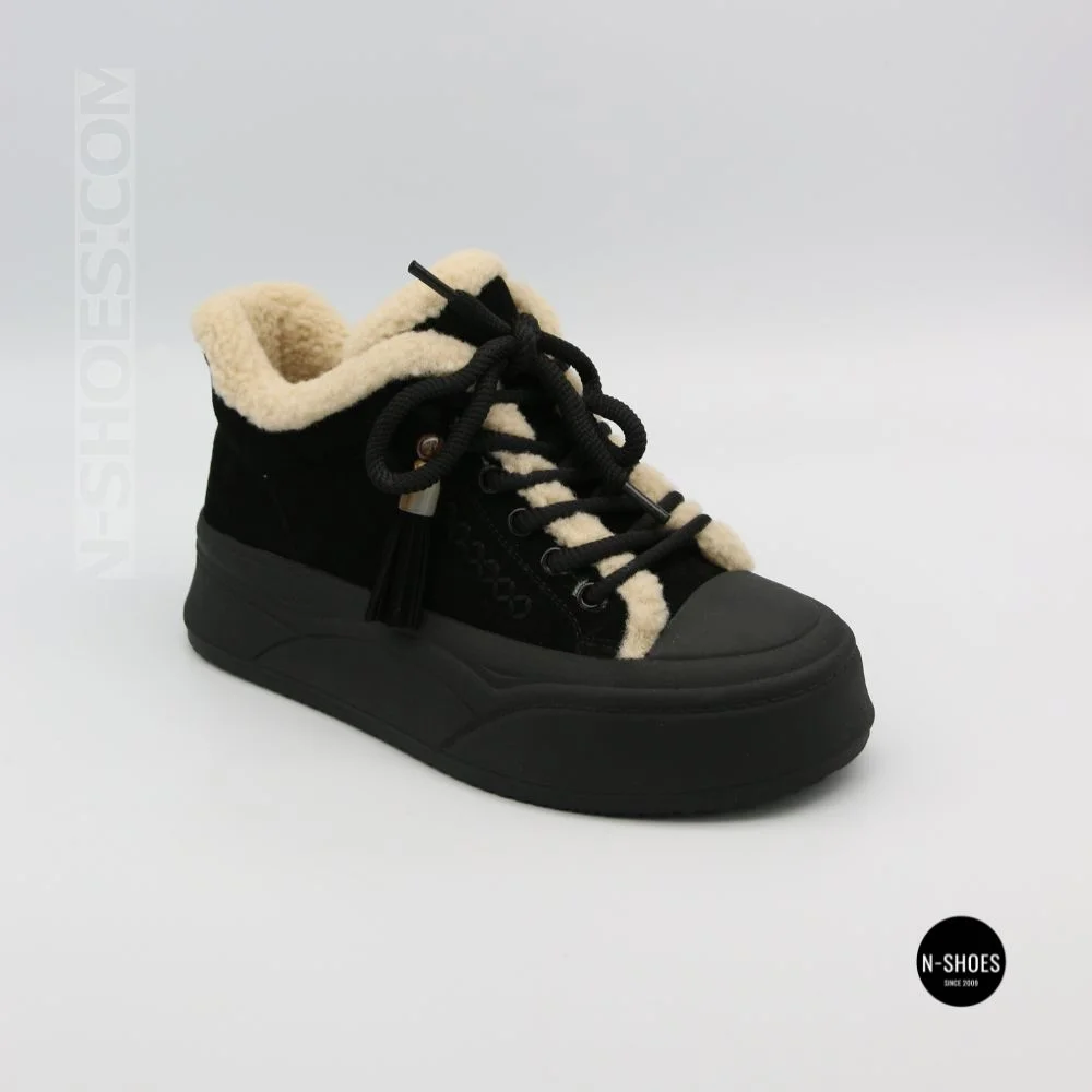 Чорні жіночі уггі Allsy 219424 26N03 BLACK SUEDE 6392 з хутром