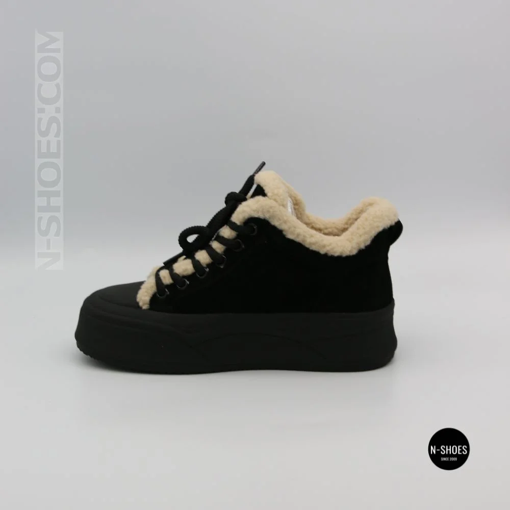 Чорні жіночі уггі Allsy 219424 26N03 BLACK SUEDE 6392 з хутром