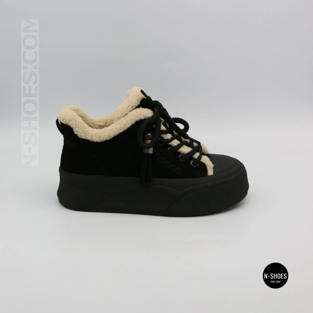Чорні жіночі уггі Allsy 219424 26N03 BLACK SUEDE 6392 з хутром