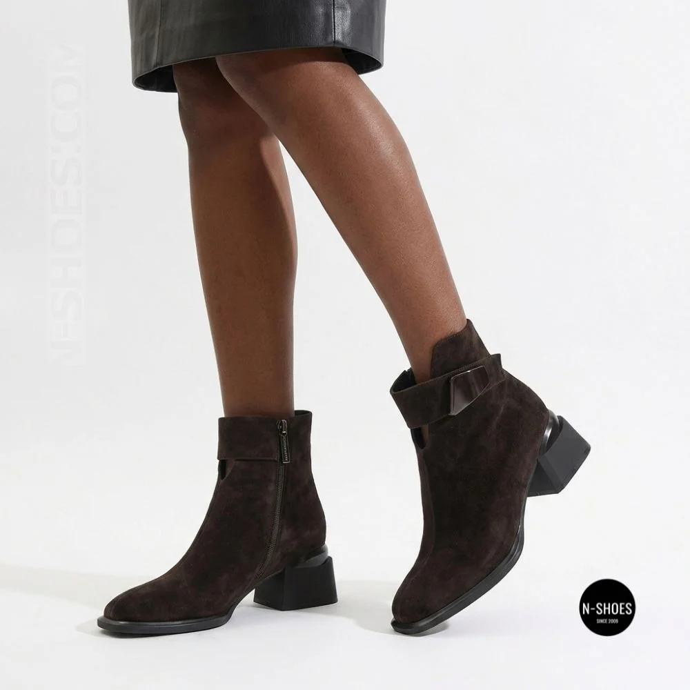Елегантні демісезонні ботильйони Fabio Monelli 216609 LE1245-WS678-YF340B BROWN SUEDE Lonza 220214 6394