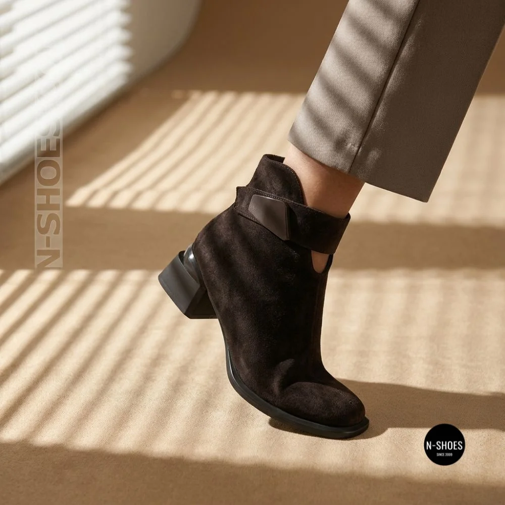 Елегантні демісезонні ботильйони Fabio Monelli 216609 LE1245-WS678-YF340B BROWN SUEDE Lonza 220214 6394
