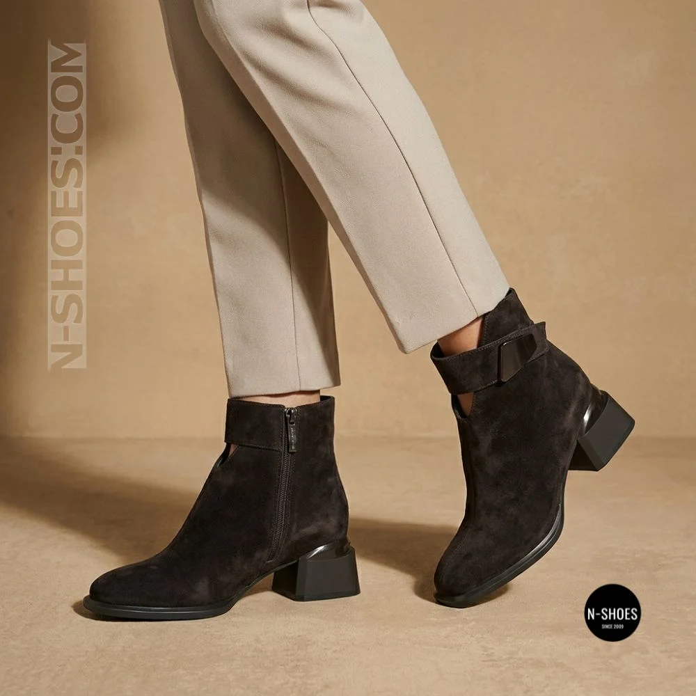 Елегантні демісезонні ботильйони Fabio Monelli 216609 LE1245-WS678-YF340B BROWN SUEDE Lonza 220214 6394