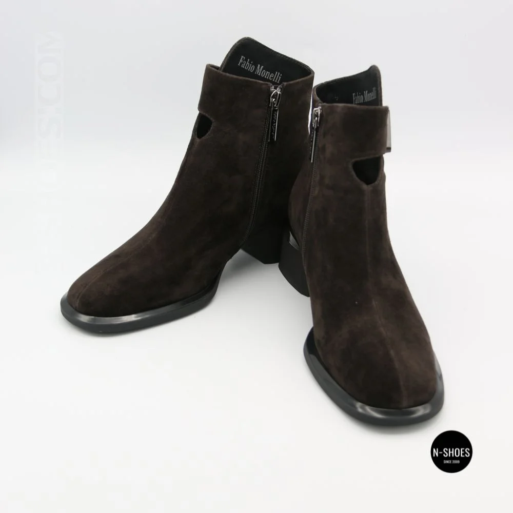 Елегантні демісезонні ботильйони Fabio Monelli 216609 LE1245-WS678-YF340B BROWN SUEDE Lonza 220214 6394