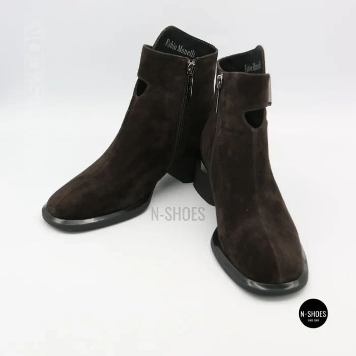 Елегантні демісезонні ботильйони Fabio Monelli 216609 LE1245-WS678-YF340B BROWN SUEDE