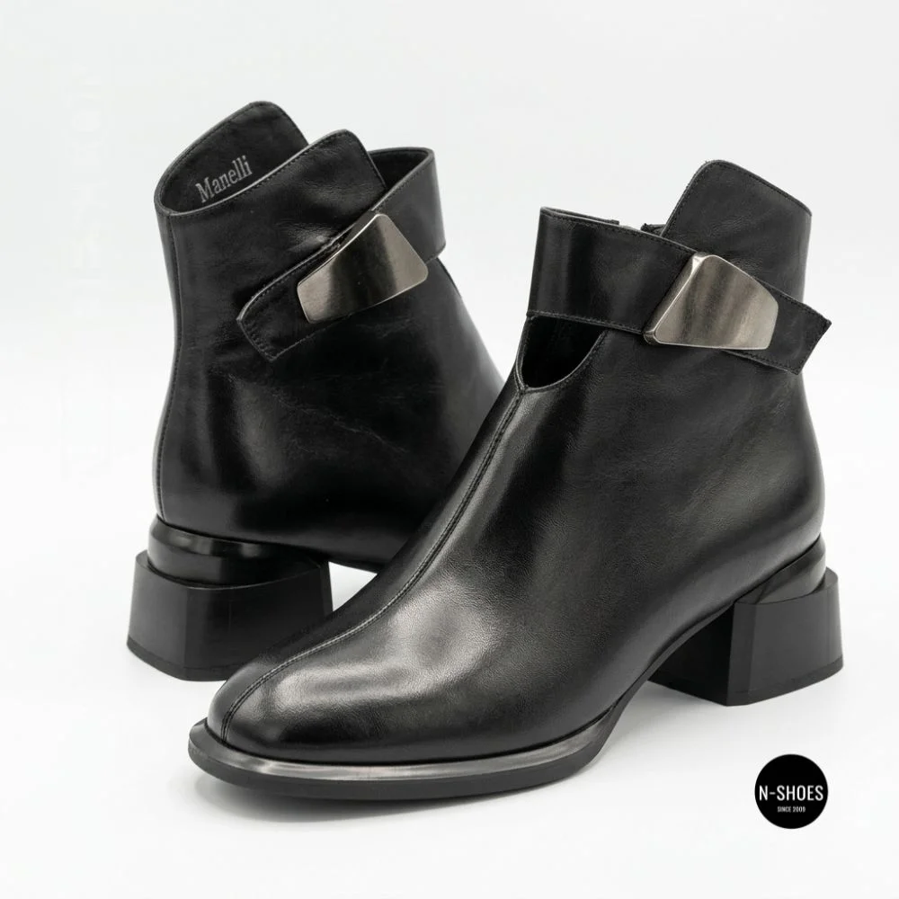 Жіночі шкіряні ботильйони Fabio Monelli 215049 LE1245-WS678-YP1718B BLACK Lonza 220213 6395