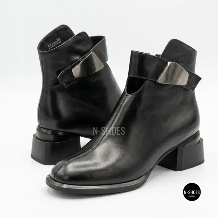 Женские кожаные ботильоны Fabio Monelli 215049 LE1245-WS678-YP1718B BLACK Lonza 220213 6395