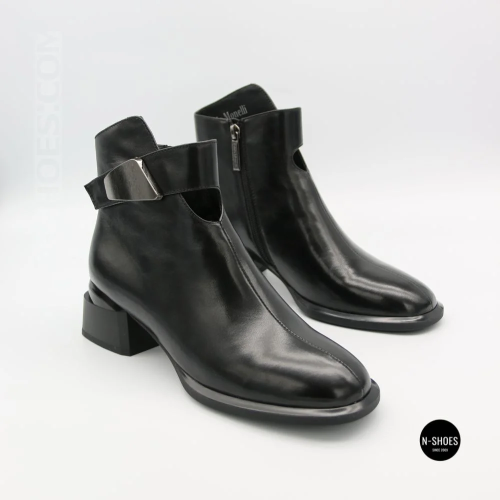 Жіночі шкіряні ботильйони Fabio Monelli 215049 LE1245-WS678-YP1718B BLACK Lonza 220213 6395