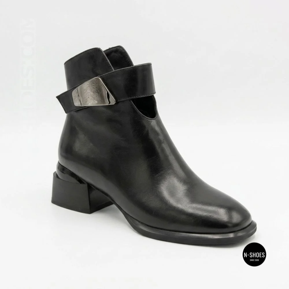 Жіночі шкіряні ботильйони Fabio Monelli 215049 LE1245-WS678-YP1718B BLACK Lonza 220213 6395