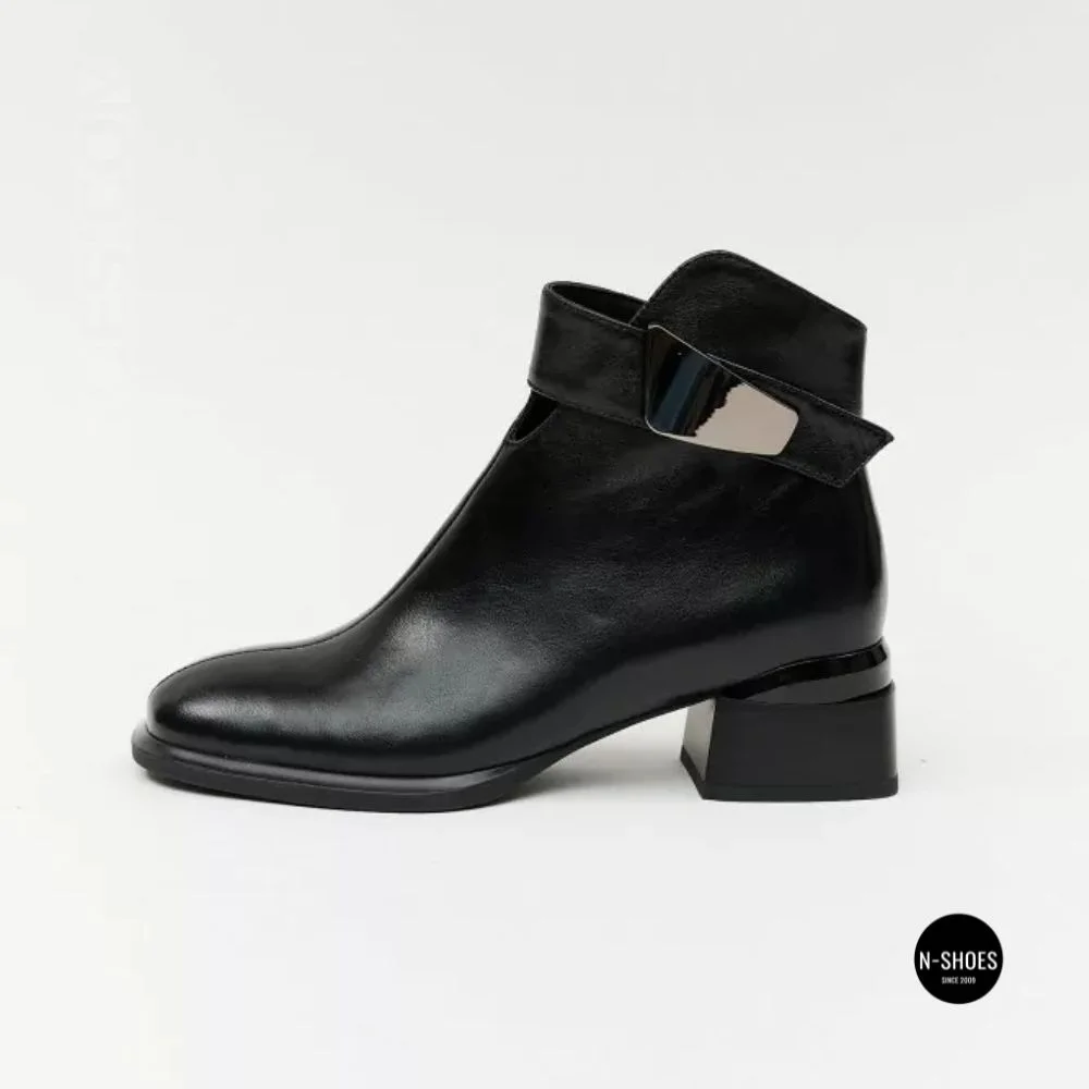 Жіночі шкіряні ботильйони Fabio Monelli 215049 LE1245-WS678-YP1718B BLACK Lonza 220213 6395