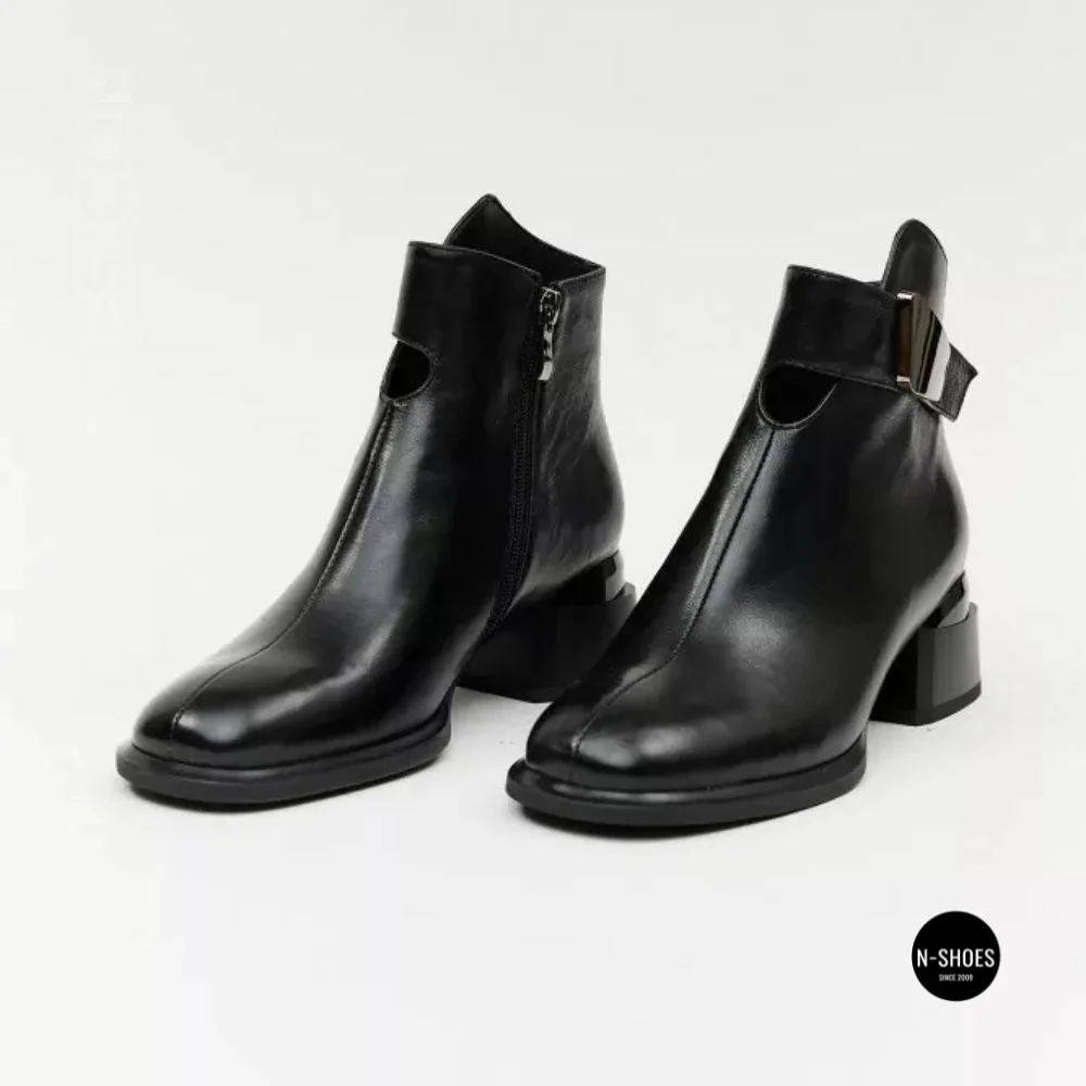 Жіночі шкіряні ботильйони Fabio Monelli 215049 LE1245-WS678-YP1718B BLACK Lonza 220213 6395