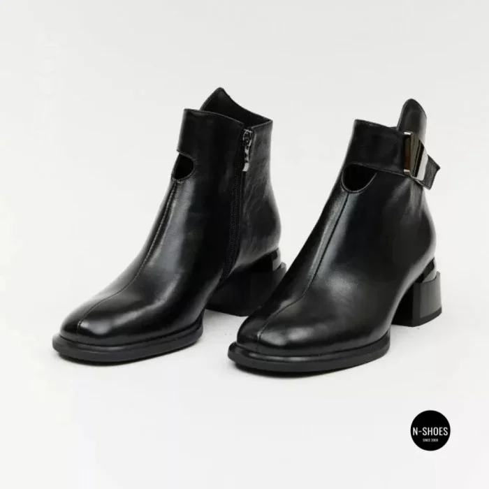 Женские кожаные ботильоны Fabio Monelli 215049 LE1245-WS678-YP1718B BLACK Lonza 220213 6395