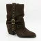 Жіночі демісезонні черевики козаки Lonza 216422 220177 59132-17R-Z Nelson BROWN SUEDE 6397 модіні шоколадні з натуральної замші на стійких підборах