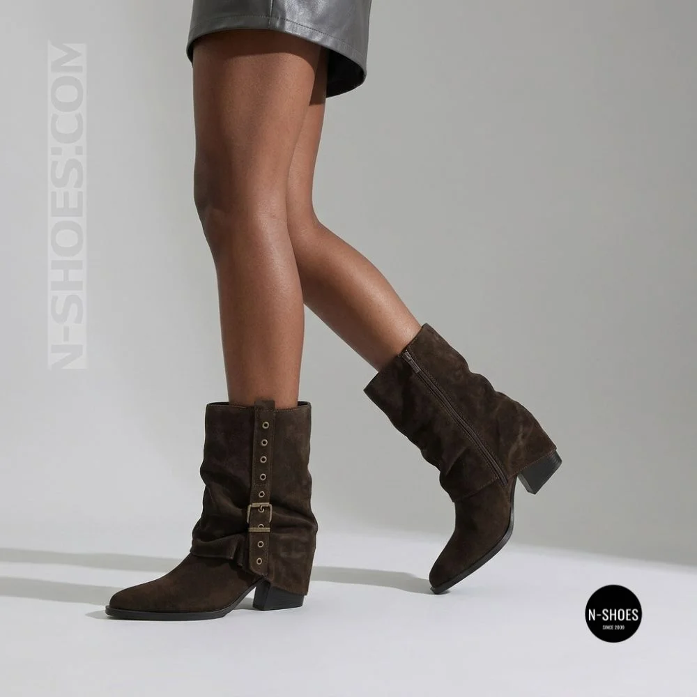 Елегантні замшеві козаки Lonza 216422 220177 59132-17R-Z Nelson BROWN SUEDE 6397 шоколадні