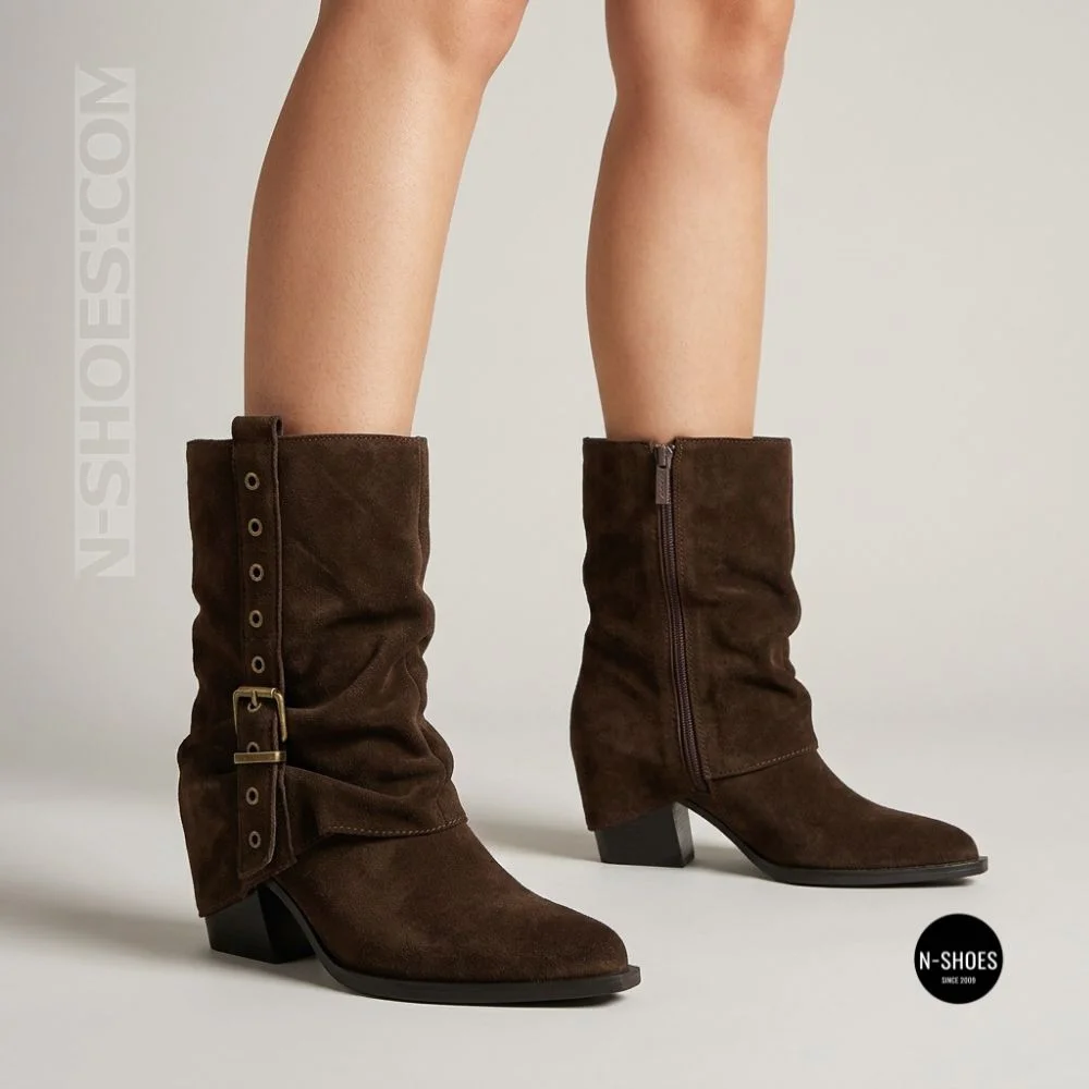 Елегантні замшеві козаки Lonza 216422 220177 59132-17R-Z Nelson BROWN SUEDE 6397 шоколадні