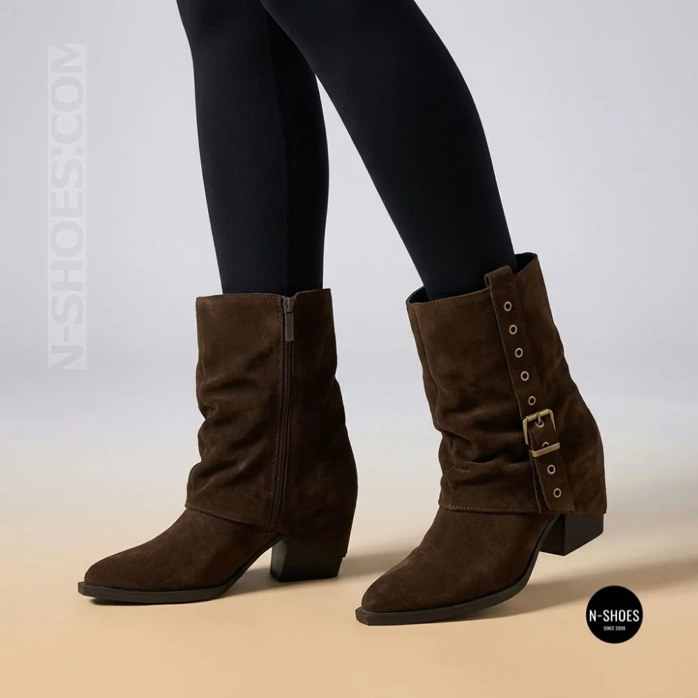 Елегантні замшеві козаки Lonza 216422 220177 59132-17R-Z Nelson BROWN SUEDE 6397 шоколадні