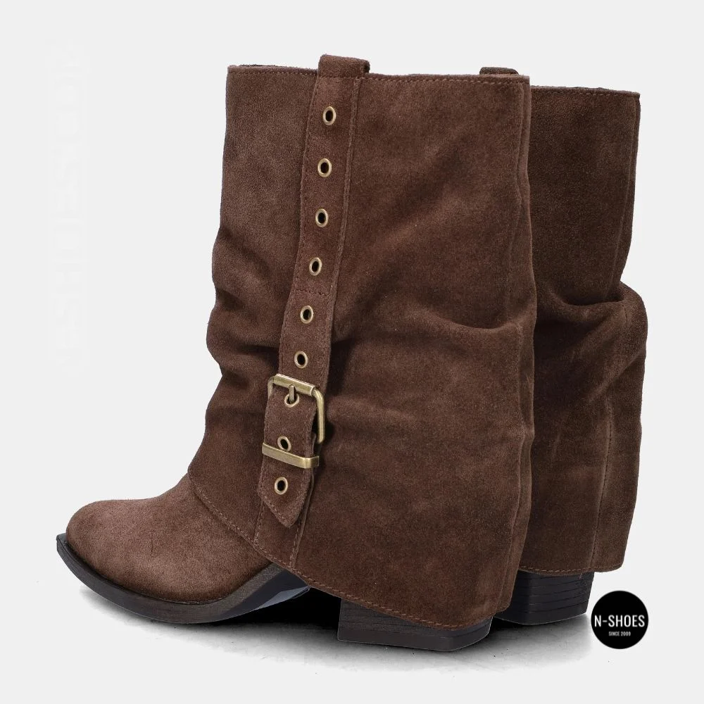 Елегантні замшеві козаки Lonza 216422 220177 59132-17R-Z Nelson BROWN SUEDE 6397 шоколадні