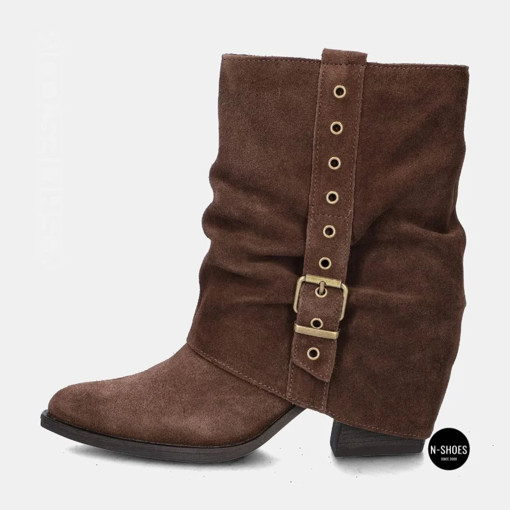Елегантні замшеві козаки Lonza 216422 220177 59132-17R-Z Nelson BROWN SUEDE 6397 шоколадні