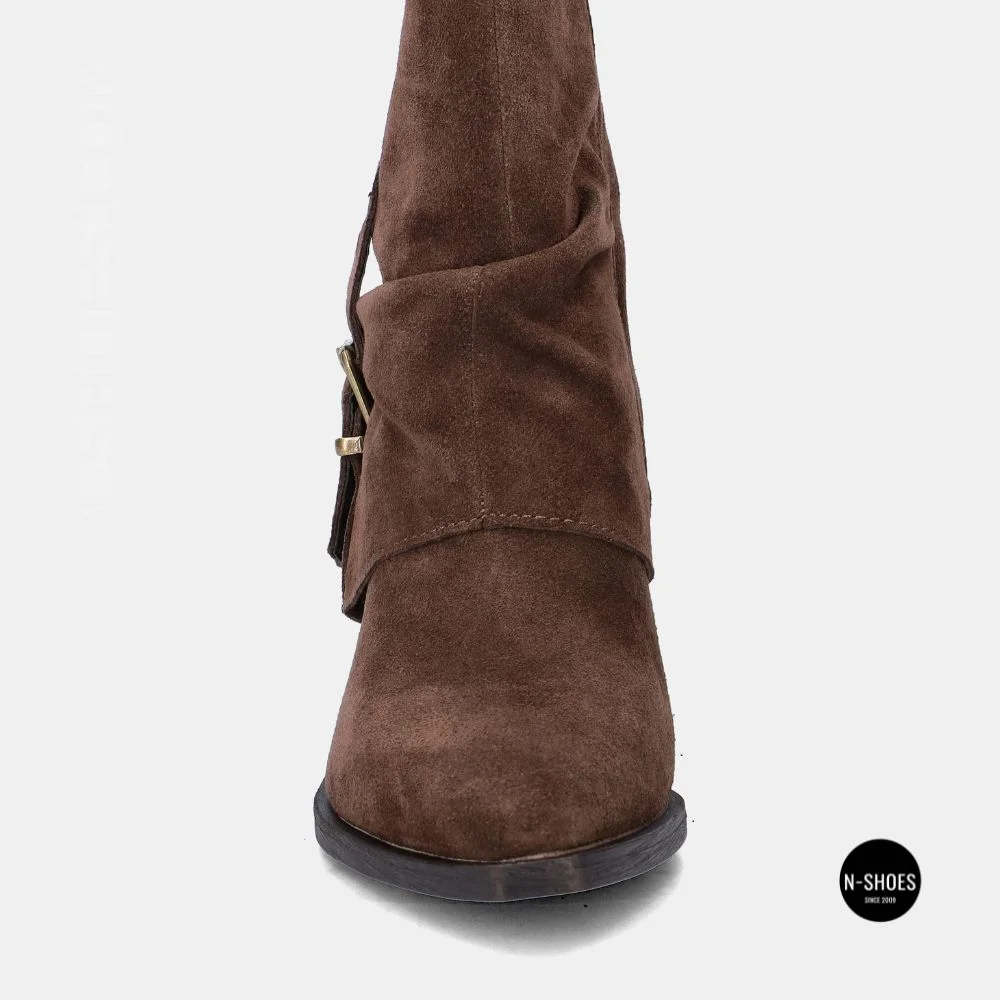 Елегантні замшеві козаки Lonza 216422 220177 59132-17R-Z Nelson BROWN SUEDE 6397 шоколадні