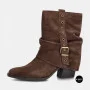 Елегантні замшеві козаки Lonza 216422 220177 59132-17R-Z Nelson BROWN SUEDE 6397 шоколадні