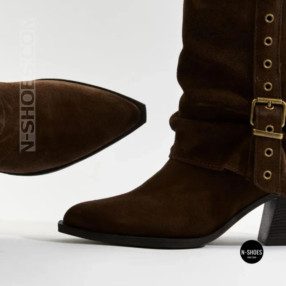 Елегантні замшеві козаки Lonza 216422 220177 59132-17R-Z Nelson BROWN SUEDE 6397 шоколадні