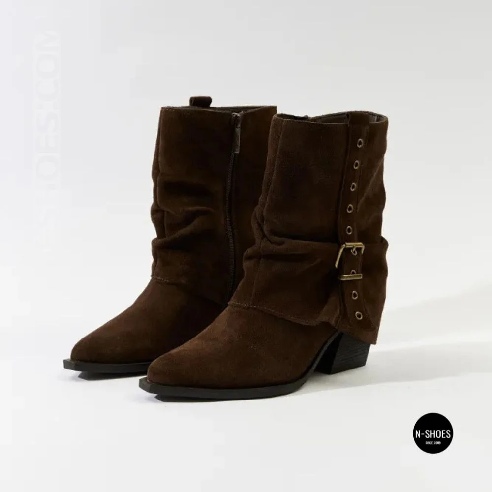 Елегантні замшеві козаки Lonza 216422 220177 59132-17R-Z Nelson BROWN SUEDE 6397 шоколадні