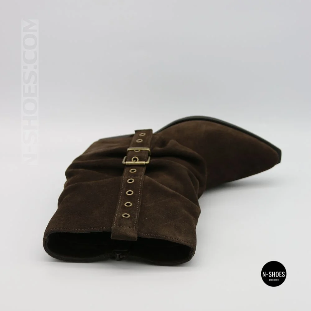 Елегантні замшеві козаки Lonza 216422 220177 59132-17R-Z Nelson BROWN SUEDE 6397 шоколадні