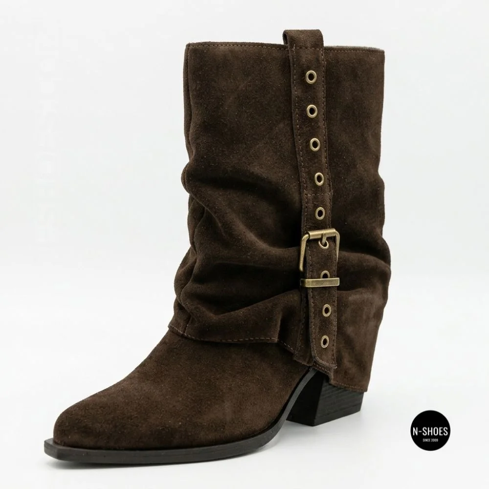Елегантні замшеві козаки Lonza 216422 220177 59132-17R-Z Nelson BROWN SUEDE 6397 шоколадні