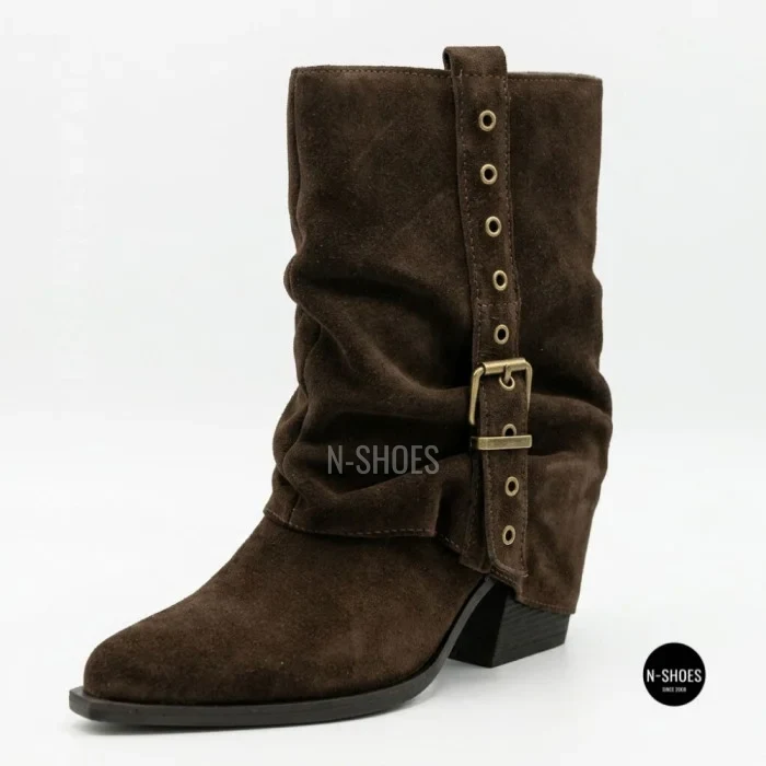 Елегантні замшеві козаки Lonza 216422 220177 59132-17R-Z Nelson BROWN SUEDE 6397 шоколадні